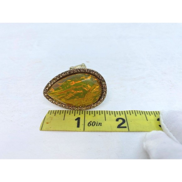 Vintage Design Ladies Ring, Big Amber, Stretchy Band - Picture 8 of 8